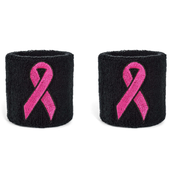 24 Pieces Breast Cancer Awareness Wristbands Sports Sweatband